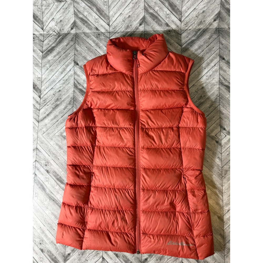 Eddie Bauer Puffer Vest 650 Fill Down Quilted Burnt Orange Womens XS